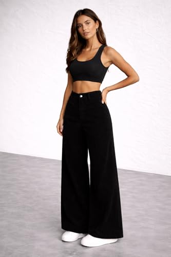 Image of V TOWN Polycotton Regular Fit High-Waist Bone Pocket Trousers for Women & Girls | Super Soft & Comfortable | Stylish & Elegant Trouser Pants for Casual Outings, Parties, Office,Travel & Gift