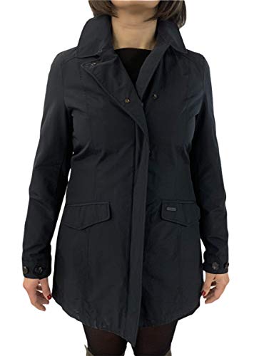  TRENCH DONNA WOOLRICH CON MARTINGALA LUNGHEZZA 81 CM BLU NOTTE TG L