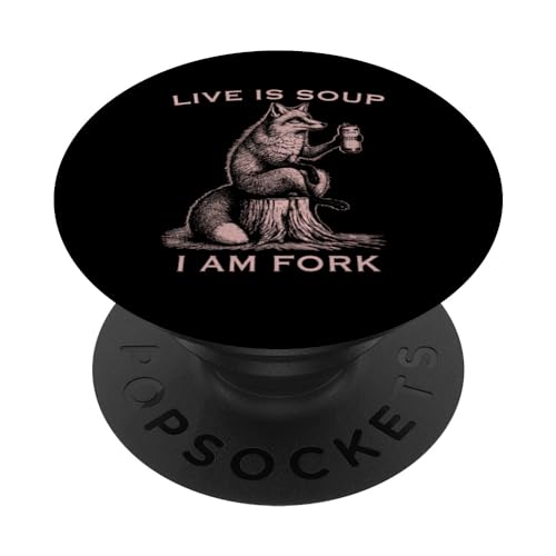 Fox Funny Life is Soup I Am Fork Cute Fox Animal Lover PopSockets PopGrip Intercambiabile