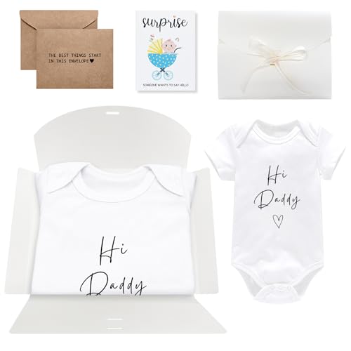 Image of 3 Pcs Pregnancy Announcement for Husband Baby Bodysuit Pregnancy Reveal Card Surprise Announcement Gifts Set