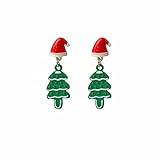 Personalisierte nationale Stil Weihnachten Cartoon vielseitige kreative Ohrringe Weihnachtsbaum Schneemann Schneeflocke Mann Glocke Hut Ohrringe silberne Nadel Schleifen Ohrringe Damen