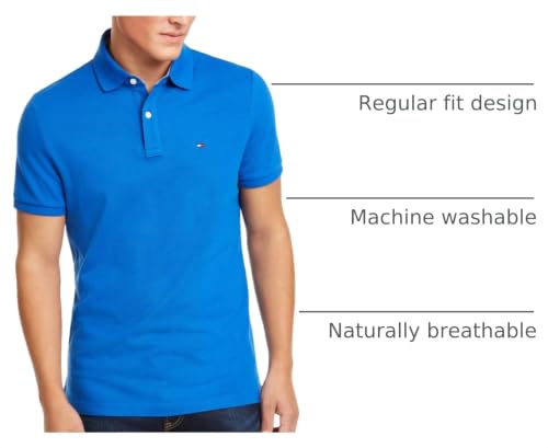 Image of Tommy Hilfiger Mens Short Sleeve Cotton Pique Polo Shirt in Regular Fit