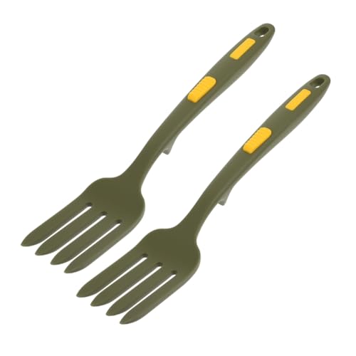 iplusmile 2 pièces Fourchettes Cuisine Silicone Ergonomiques Anti-chaleur Ustensiles Multifonctions Pratiques pour Salade Dîner Camping