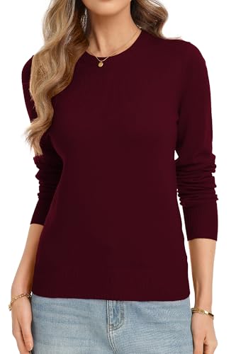 Image of QUALFORT Women's Sweaters Long Sleeve Soft Lightweight Basic Knitted Pullover Sweater