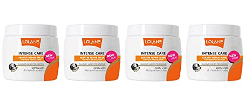 LOLANE Lolane Intense Care Keratin Repair Mask - Rejuvenate Hair Damaged From Heat & Blow Dry 200 g .x 4 pcs.