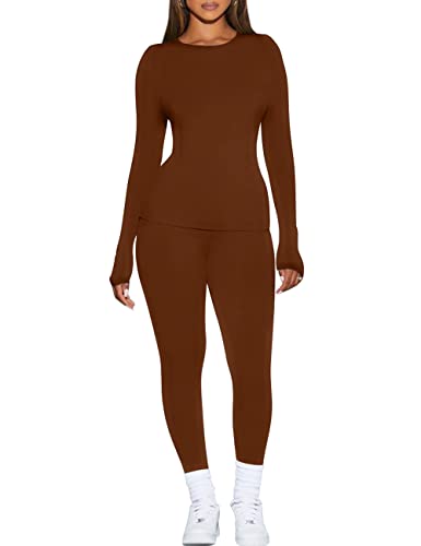 Kaximil Women's Thermal Underwear Fleece Lined Base Layer Long Johns Sets, Medium, Coffee #TOP1