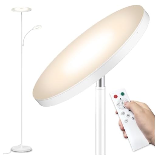 42W 4500LM LED Lampadaire Blanc, Super Lumineux Dimmable Lampadaire sur Pied Salon, 2700K-6500K Lecture Lampadaires avec Télécommande et Contrôle Tactile, Lampadaire Haut pour Salon Chambre Bureau