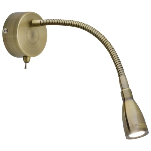 Long Life Lamp Company LED Indoor Reading Wall Light 2W 6000K Antique Brass Wall Mounted Bedside Lights H3143 - Cosy Home Interiors Long Life Lamp Company LED Indoor Reading Wall Light 2W 6000K Antique Brass Wall Mounted Bedside Lights H3143