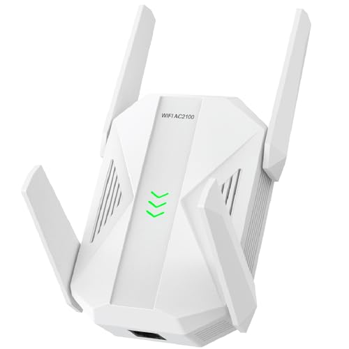 2100Mbps WiFi Extender -AC2100 WiFi Extender Signal Booster with Gigabit Ethernet Port, WiFi Booster Dual-Band(5.8G&2.4G) Coverage to 12888 sp.ft, Faster Speed, Compatible with Multiple Devices