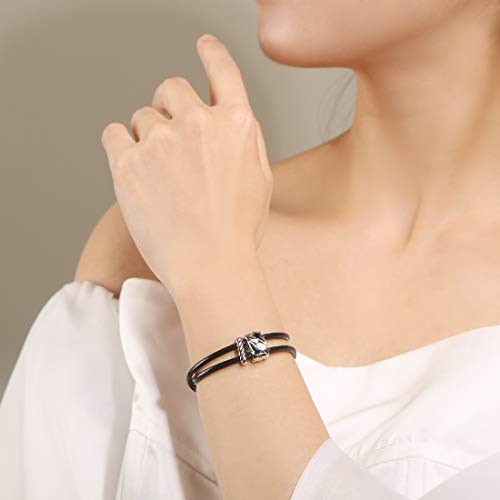 925 Sterling Silver Vintage Bracelets For Women Adjustable Leather Wrap Bracelets #TOP3