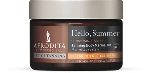 Mermelada corporal Afrodita Professional ART of TANNING Hello, Summer | 200 ml | Para una tez radiante, impecablemente bronceada y sin radiación UV | Sin parafina ni siliconas | Vegano