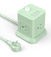 Cube Power Strip, FDTEK 4 Widely Spaced Outlet with 3 USB Flat Plug Power Strips with Long Extens...