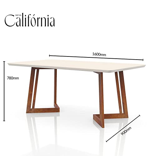 Conjunto Sala de Jantar 6 Lugares Madeira Mesa California e Cadeira Dakota Tecido A40 Móveis Meneghe