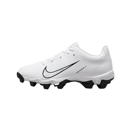 Nike Hyperdiamond 4 Keystone Big Kids' Softball Cleats (FZ0919-100, White/Black/Pure Platinum) Size 2