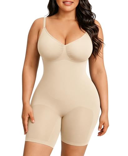 Image of FeelinGirl Shapewear Tummy Control Seamless Bodysuit Hip Enhancer Body Shaper for Women
