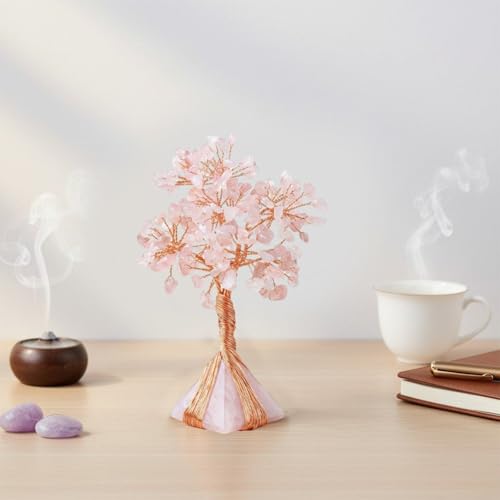 Arbre de guérison à énergie positive avec socle en quartz rose