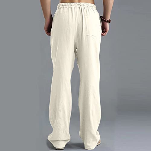Pantalones de Hombre Men's Linen Pants Casual Long Pants, Loose Lightweight Drawstring Yoga Beach Trousers Casual Trousers2