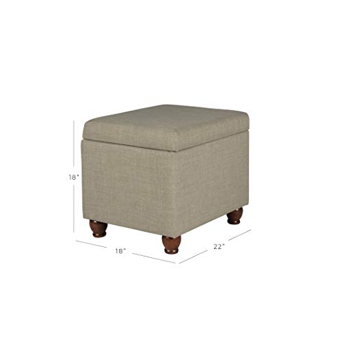 Image of HomePop 22 inch Medium Rectangular Storage Ottoman - Tan Linen