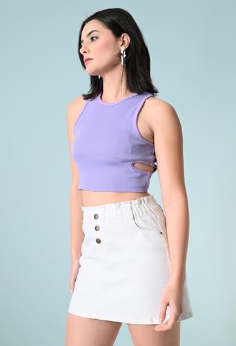 Image of Women's Cotton Ribbed Crop Top | Sleeveless Slim Fit Tank | Summer Wear