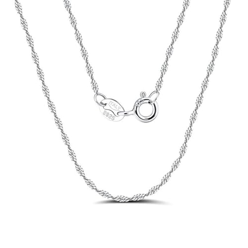 Collier chaîne maille Singapour en argent véritable KnSam 1.5mm pour femme