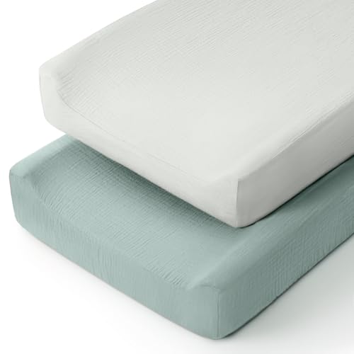 Image of lulumoon Muslin Changing Pad Cover: Baby Diaper Changing Table Pad Cover - Changing Pad Sheets for Girls Boys