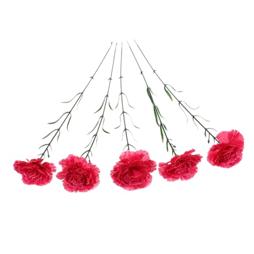 Luxshiny 5個 シミュレーション カーネーション 赤 造花 アレンジメント サプライ 造花 カーネーション 母の日 花 装飾 茎 造花 プラスチック