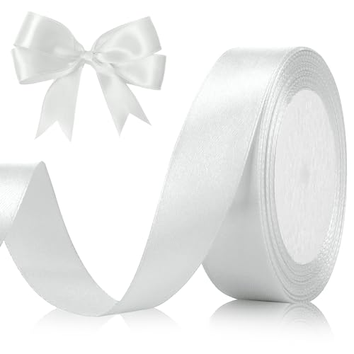Silver Satin Ribbon 1 Inch 25 Yards Silver Ribbon for Gift Wrapping
