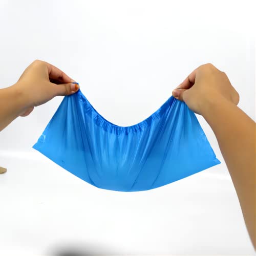 AURMOO 100x Schuhüberzieher Einweg, Galoschen, Überzieher für Schuhe, Überschuhe Einweg, Überziehschuhe Einweg für Haushalt, Klinik, Überzieh Einweg, Wasserdicht, Staubdicht, CPE Material, Blau