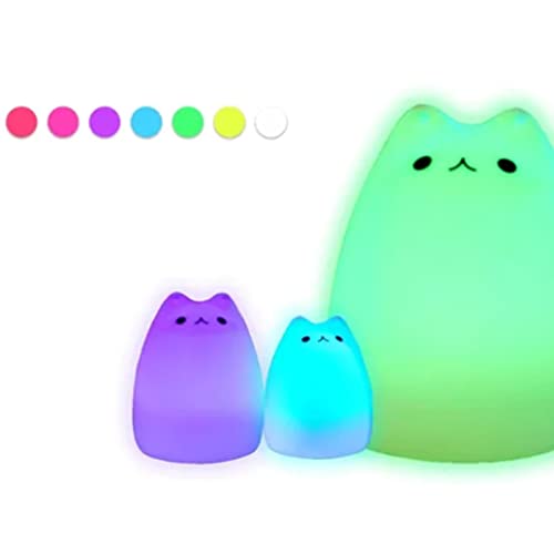 Lámpara de Mesa Noche LED Gato 7 Colores Recargable USB miniatura 2