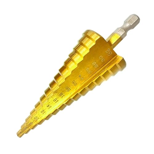 Lagnlnaoy 1PC Titanium Plated Hexagonal Straight Groove Step Drill 4-32mm Reaming Pagoda Drill Bit Hole Opening Step Drill Tool