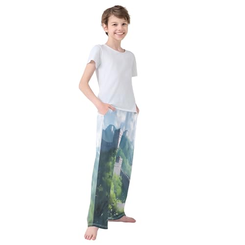 Boys' Pants The Great Wall Cloud Long Bottoms Jogger Pants Elastic Waist Trousers with Pockets S-XL4