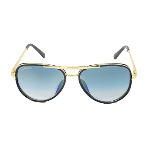 Image of Louis Kouros Cherokee Aviator Classic Trendy 4414 sunglasses | Mirror Lens | 400 UV Protected | For Men's Women's | Medium | 58mm Lens Width