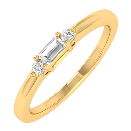 0.12 Carat Baguette Cut and Round White Diamond Wedding Band Ring in 10K Gold