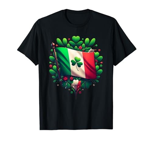 Bandera De Italia Con Tréboles Día de San Patricio Camiseta