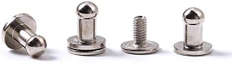 WUTA Solid Brass Round Head Screw Studs Brass Button Nail Rivet Chicago Leathercraft Accessories 20pcs/Pack,7mmX4mm Nikel