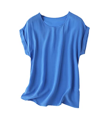 T-shirt en soie femme ample à col rond idéal pour le bureau et les sorties