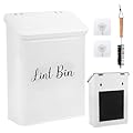 mumisuto Magnetic Lint Bin for Laundry Room, Metal Lint Trash Can with Lid and Brush Wall Mounted Lint Box Holder Trash Can for Dryer, Farmhouse Laundry Room Decor