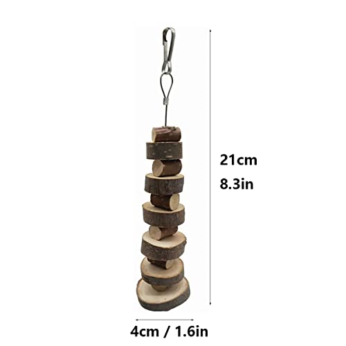 LWINGFLYER Small Animal Chews Toy Natural Apple Wood Block Cage Hanging Molars Treats Snack for Hamsters Rabbits Bunny Bird Parrots Chinchilla Guinea Pig Gerbils Squirrels (4pcs Natural Apple Wood) - Thumbnail 2