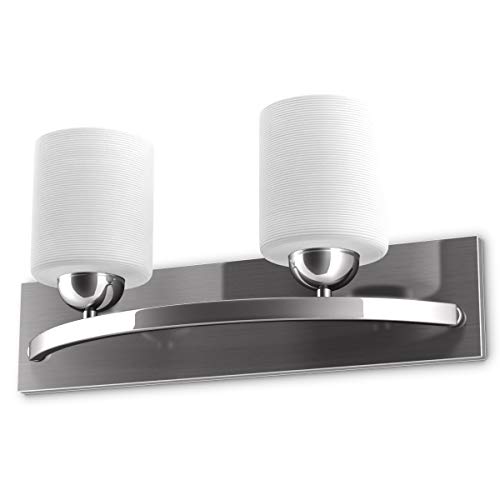 Tangkula Bathroom Vanity Lamp Brushed Nickel Wall Mounted Vanity Lighting Fixture With White Glass Shade Wall Sconce Pendant Lamp (Nickel, 2) #TOP5