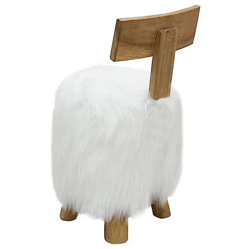 Tabouret en peau de chèvre moderne pour salon chaleureux en teck