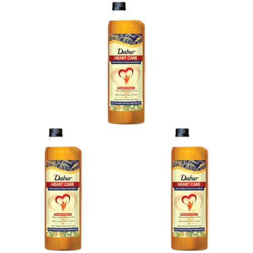 Image of Dabur Heart Care Oil - 1 Ltr bottle | Heart Healthy cooking oil infused with Arjuna | Rice Bran Oil, Flaxseed oil & Sesame oil | Goodness of MUFA, PUFA and Oryzanol (Pack of 3)