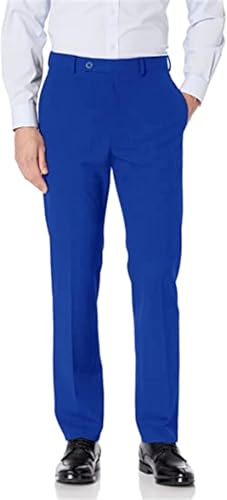 Bofan Mens Suit Pants Expandable-Waist Flat Front Straight Fit Suit Trousers for Men