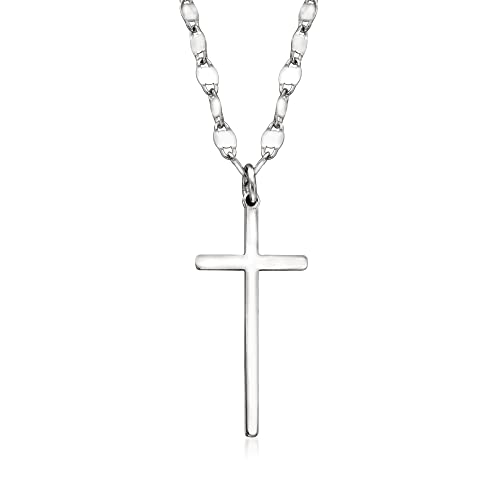 Ross-Simons Italian Sterling Silver Cross and Lumachina Chain Necklace. 20 inches