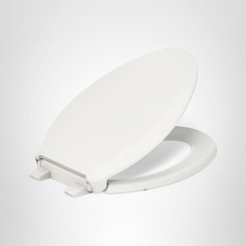 KOHLER 4636-RL-96 Cachet ReadyLatch Elongated Toilet Seat Slow Close Soft Close, Toilet Seat Quiet Lid, Contoured Grip-Tight Bumpers Installation Hardware, Apartment Essentials, Biscuit
