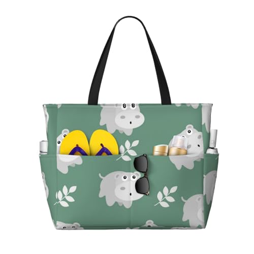 Sac de plage hippopotame grand sac à bandoulière pour femme avec poignées