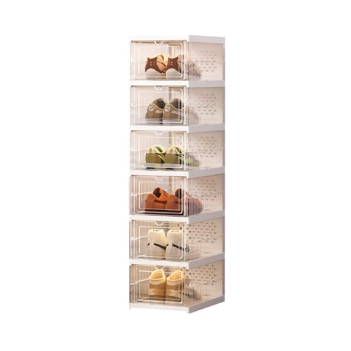 Zapatero transparente con tapa, portátil, de 6 niveles, no necesita instalación, ahorra espacio, almacenamiento para entrada y dormitorio, soporte para zapatos de 6 rejillas