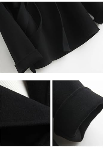 Fnfmrfmr Women Hooded Belt Woolen Coat Long Sleeve Casual Pockets Double Sided Mid-Length Outwear4