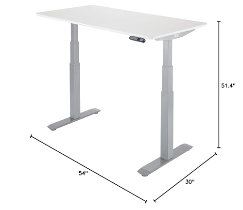 Image of Seville Classics AIRLIFT Pro S3 54 inch Solid-Top Commercial-Grade Electric Adjustable Standing Desk (51.4 inch Max Height) Table - Gray /White