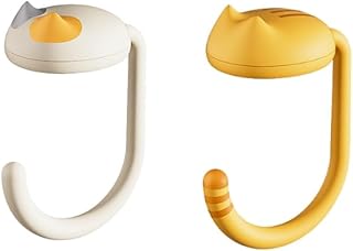 2 Pack Cute Desk Edge Hook for Backpack, No Drill Table Side Bag Hanger, Portable Non-Slip Desk Hook for School Classroom Dorm Office (Yellow + Beige)