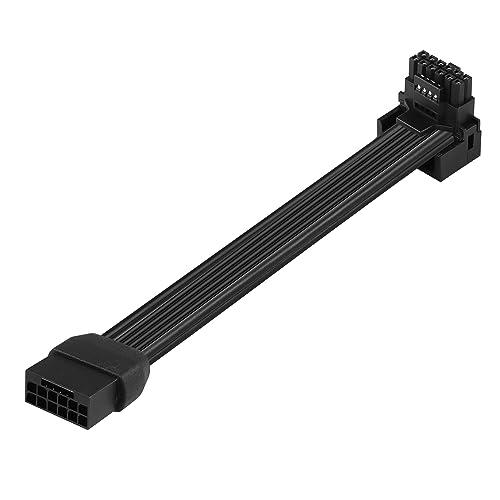 Image of CERRXIAN 1FT ATX3.0 12VHPWR 90 Degree Angle Extension Cable,PCI-e 5.0 12VHPWR ATX3.0 600W 16 Pin Male to Up Angled Female Power Cable,for Graphic Card GPU 12+4pin RTX 3090Ti 4070Ti 4080 4090 (A-1FT)